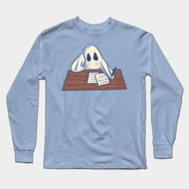 Ghostie Studying For Finals Long Sleeve T-Shirt by danyellysdoodles